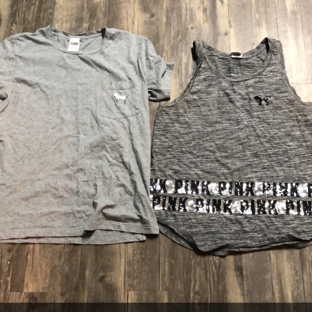 2 pink shirts